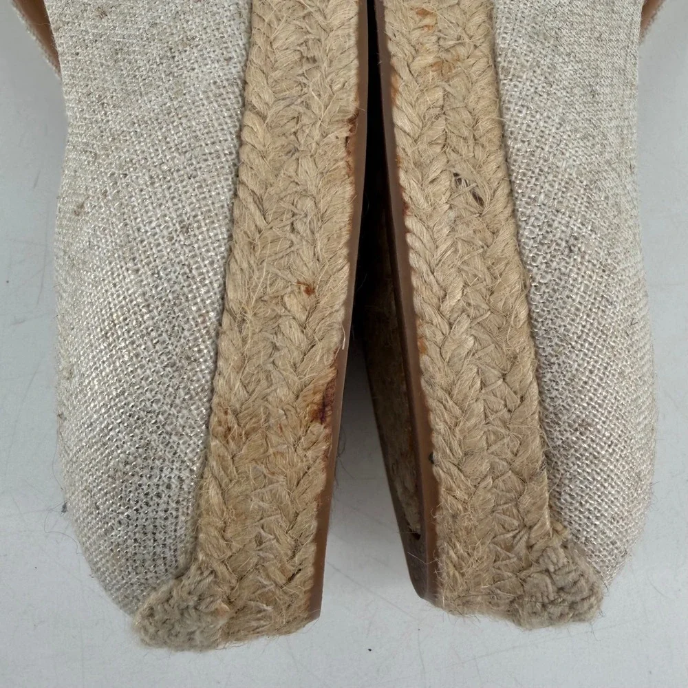 J.Crew Seville Espadrille Wedges Womens Sz 9 Gold Metallic Canvas Coastal Preppy
